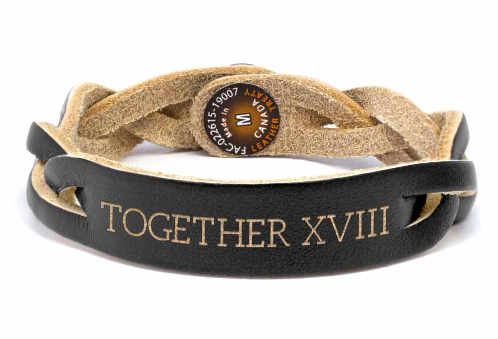 Braided Bracelet - Black (engraved)