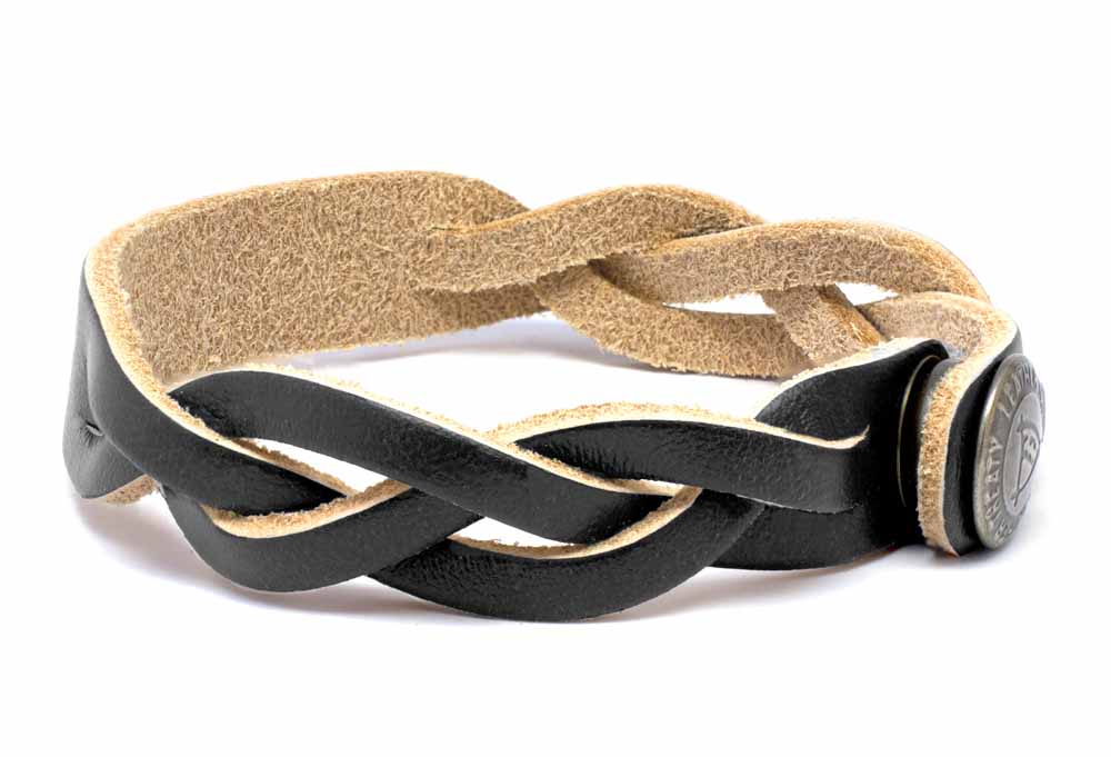 Braided Bracelet - Black (side view showing braiding)