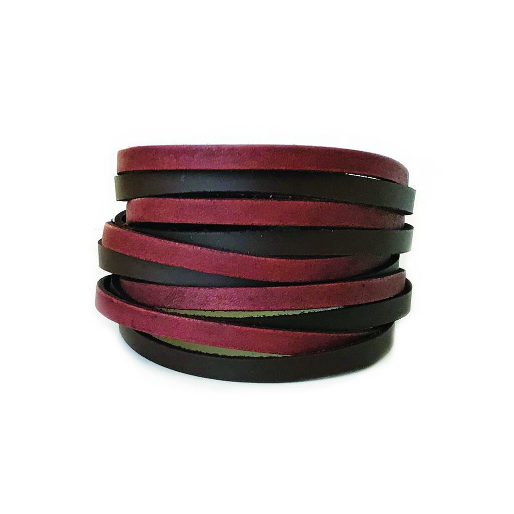 Red and black multi-strand leather bracelet