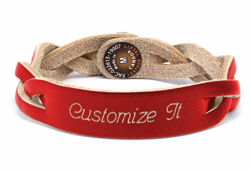 Braided Bracelet - Red Rose (engraved)