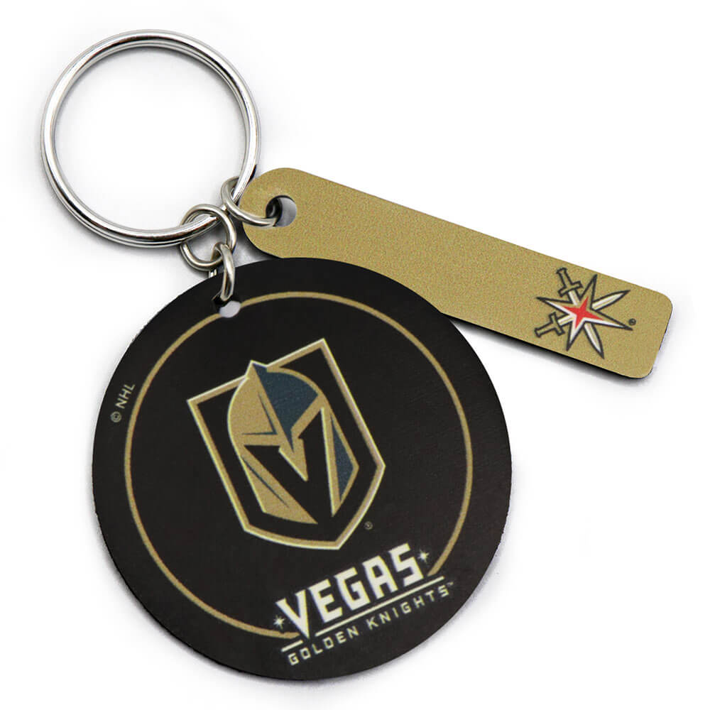 Leather Treaty Vegas Golden Knights 2023 Stanley Cup Champions Leather Round Keychain with Personalized Strap