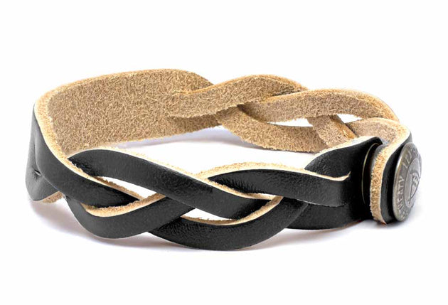 Braided Bracelet - Black (side view showing braiding)