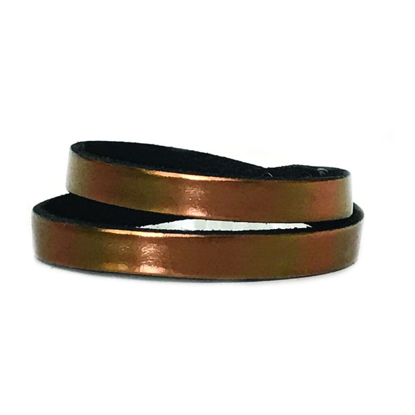 Bronze slim leather wraparound style bracelet