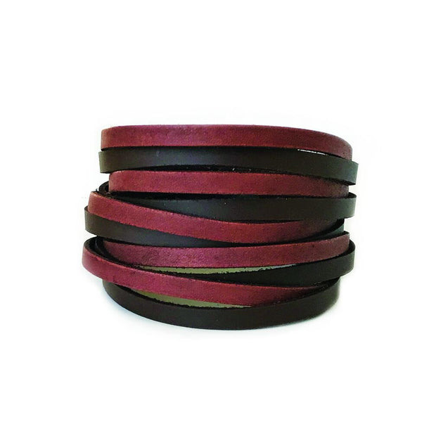 Red and black multi-strand leather bracelet