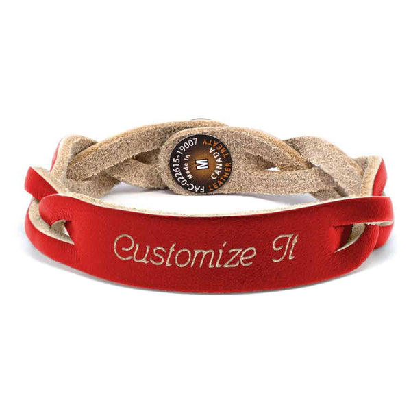 Braided Bracelet - Red Rose (engraved)