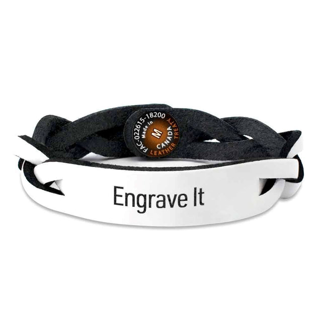 Braided Bracelet - White/Black (engraved)