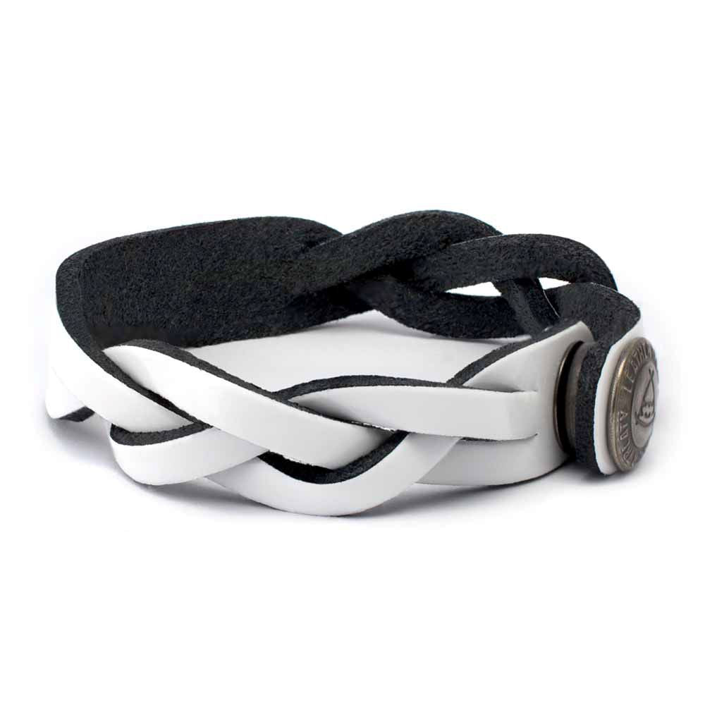 Braided Bracelet - White/Black (side view showing braiding)